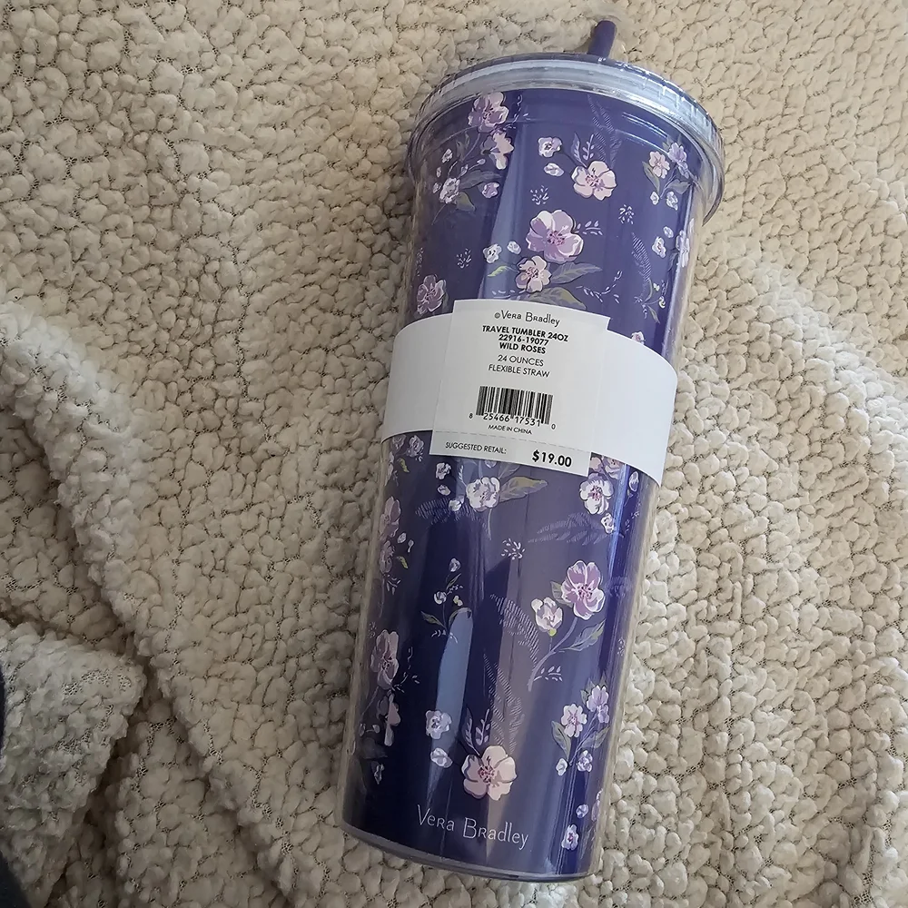 Vera Bradley Purple Floral Travel Tumbler